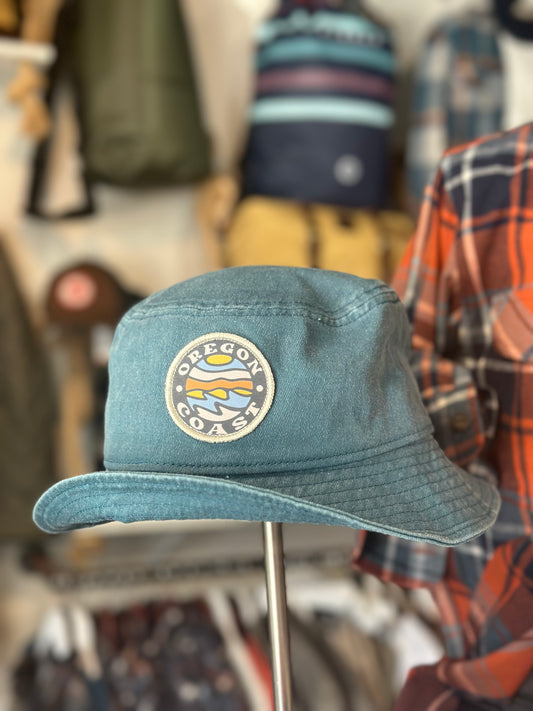 Many Waves Oregon Coast Cotton Twill Bucket Hat | Washed Teal 
