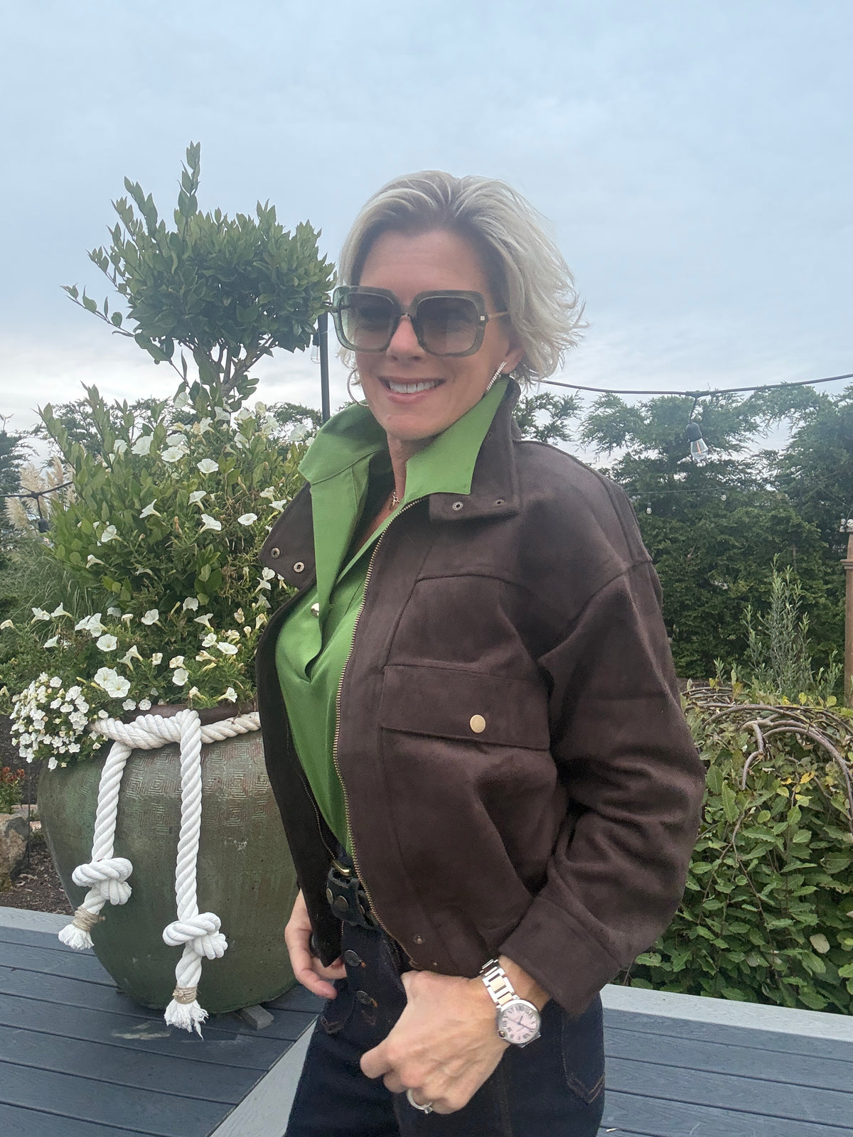 Maeve Asymmetrical Front Faux Suede Jacket