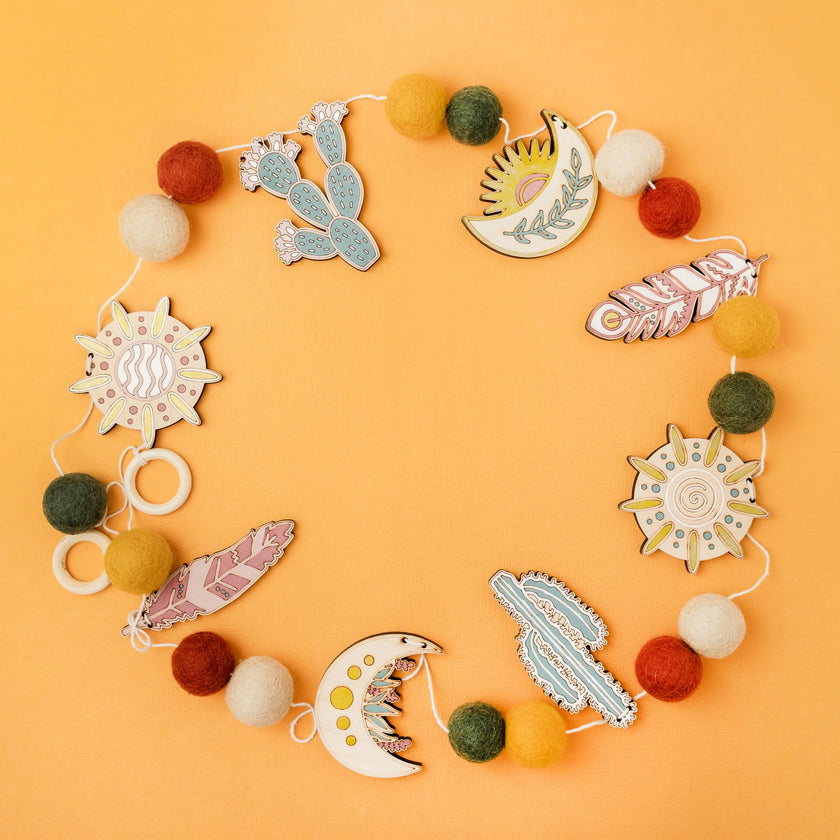 Do It Yourself Wood Garland  boho colored in