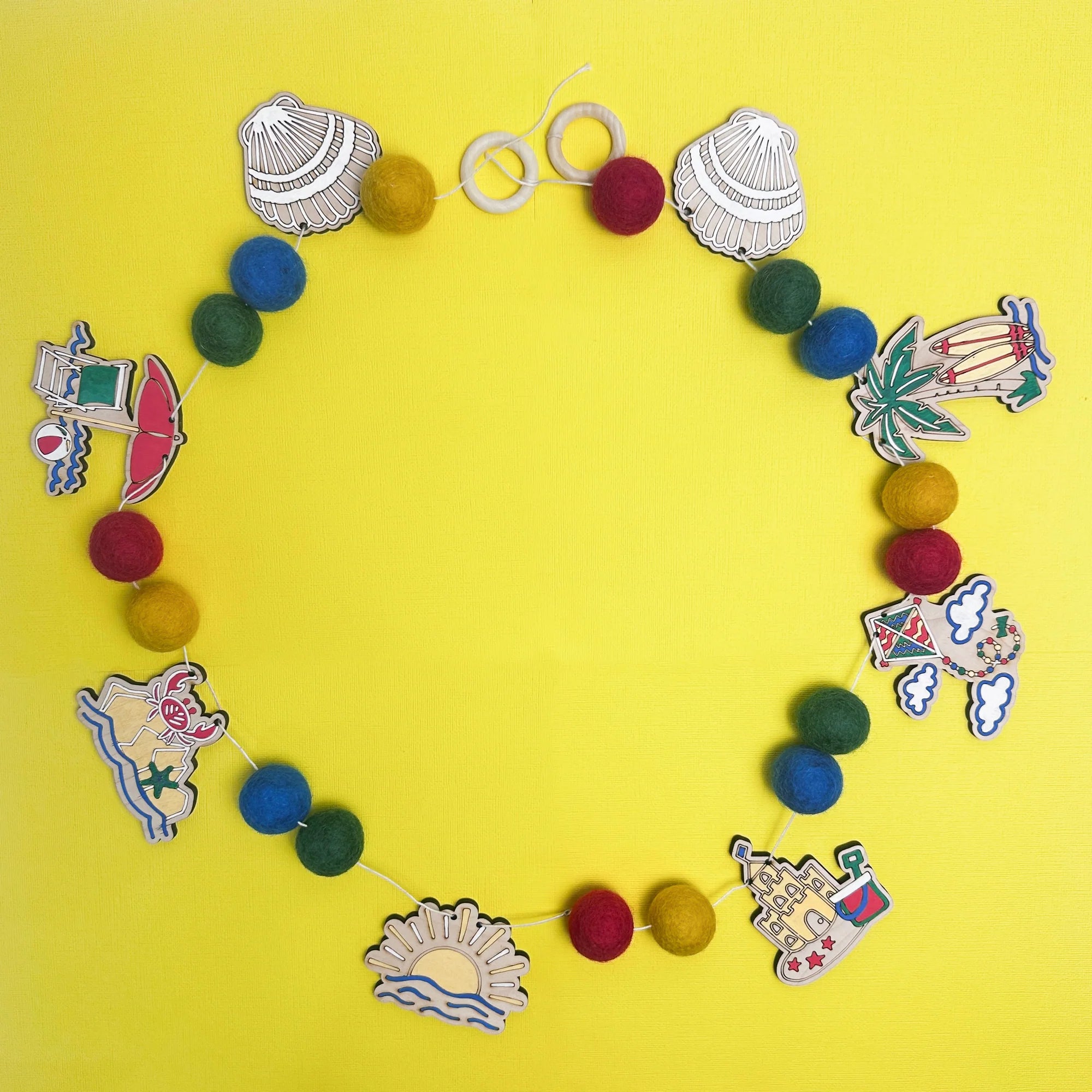 Do It Yourself Wood Garland beach colored in