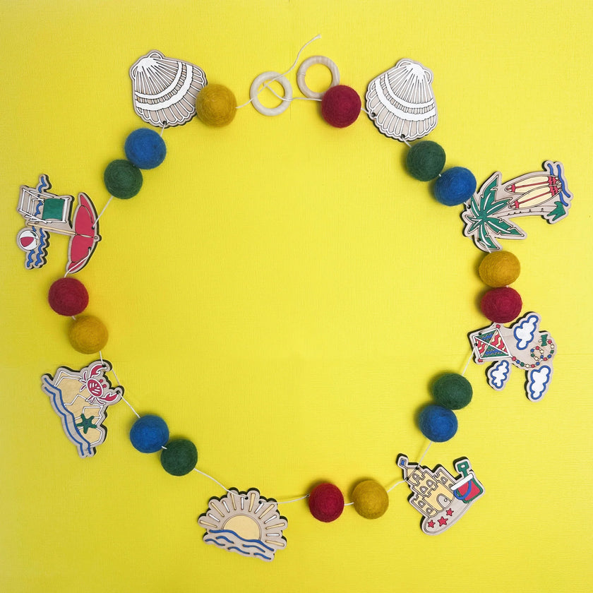 Do It Yourself Wood Garland beach colored in