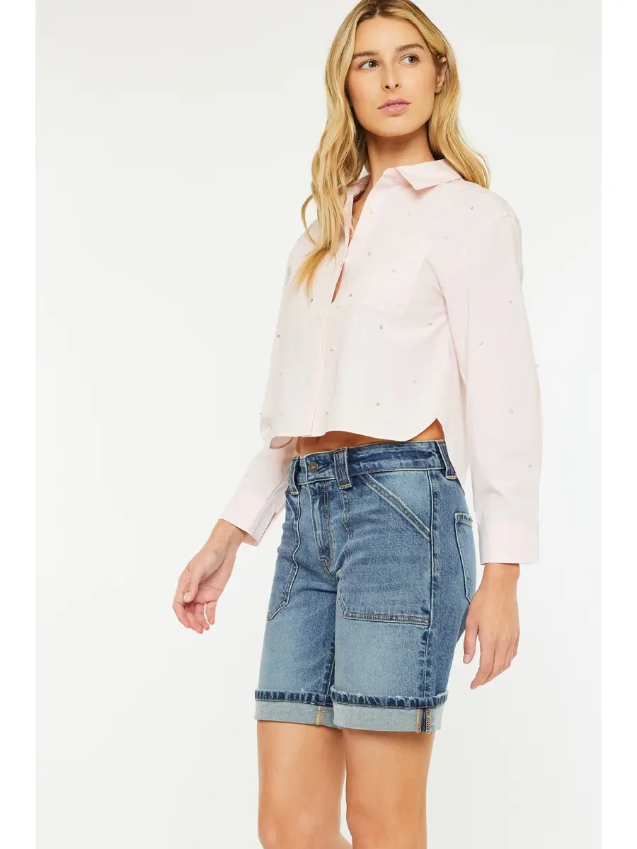 Bermuda Mid Rise Denim Short front/side