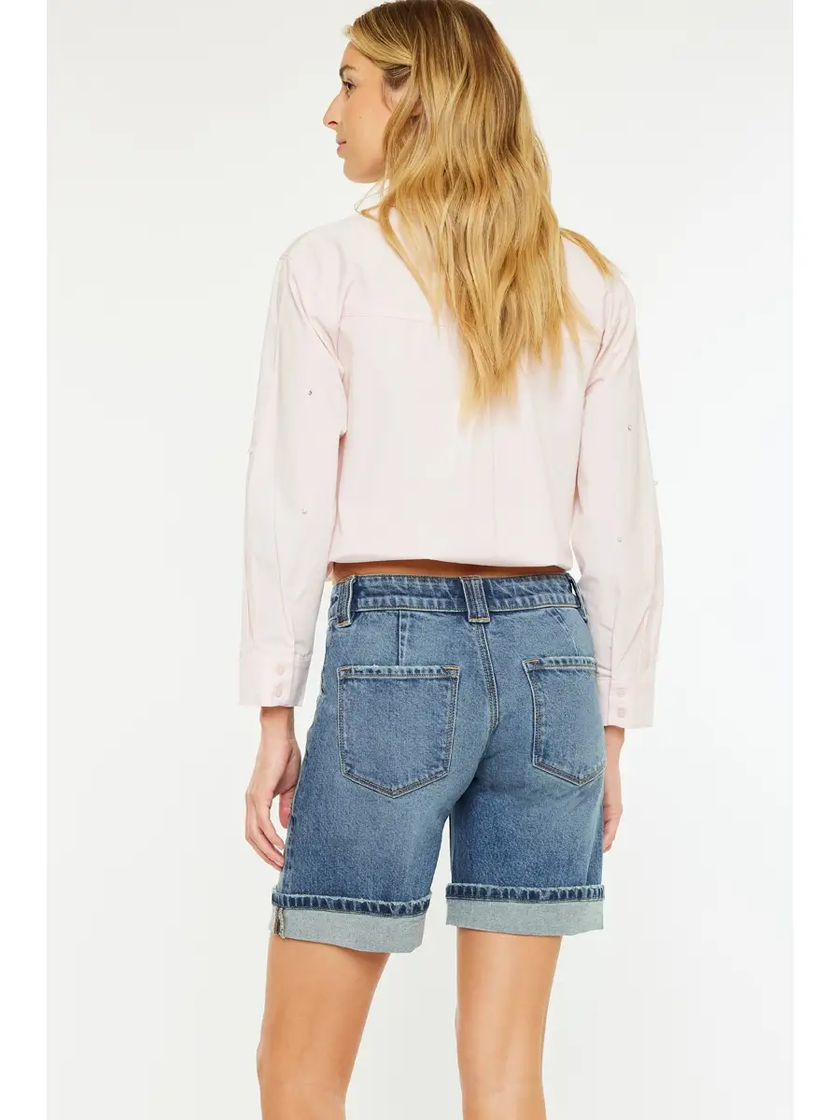 Bermuda Mid Rise Denim Short Back