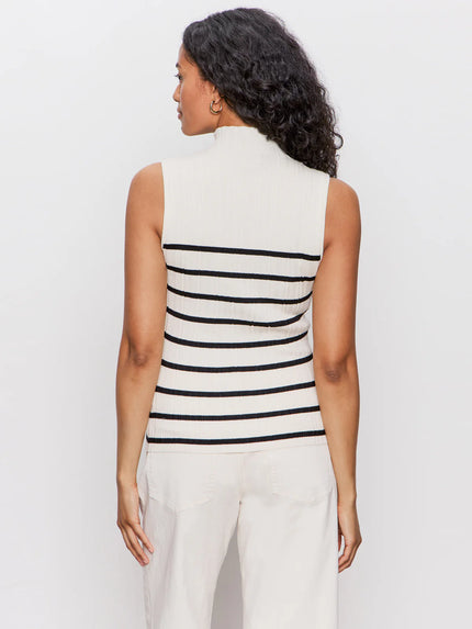 Ribbed Funnel Neck Top light oat back