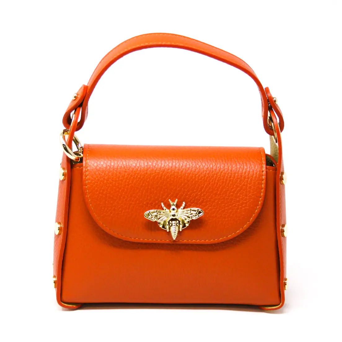 Callie Italian Leather Mini Handbag orange