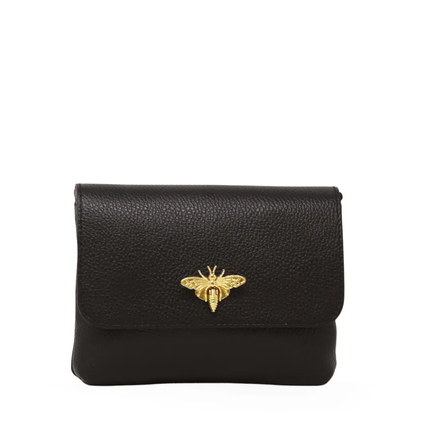 Connie Italian Leather Bumblebee Crossbody Black