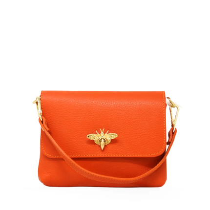 Connie Italian Leather Bumblebee Crossbody Orange