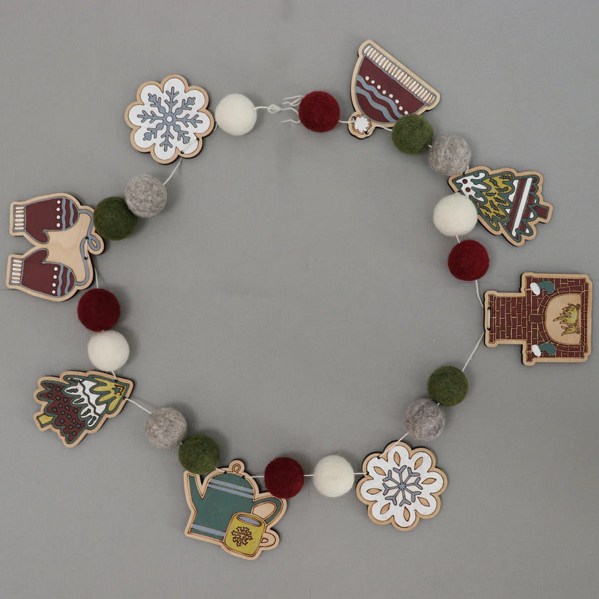 Do It Yourself Wood Garland cozy christmas colored in
