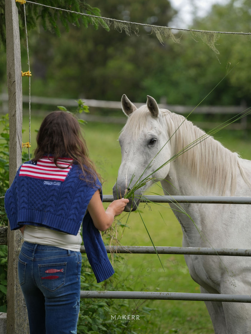 Coastal Spirit Cable Knit Flag Sweater