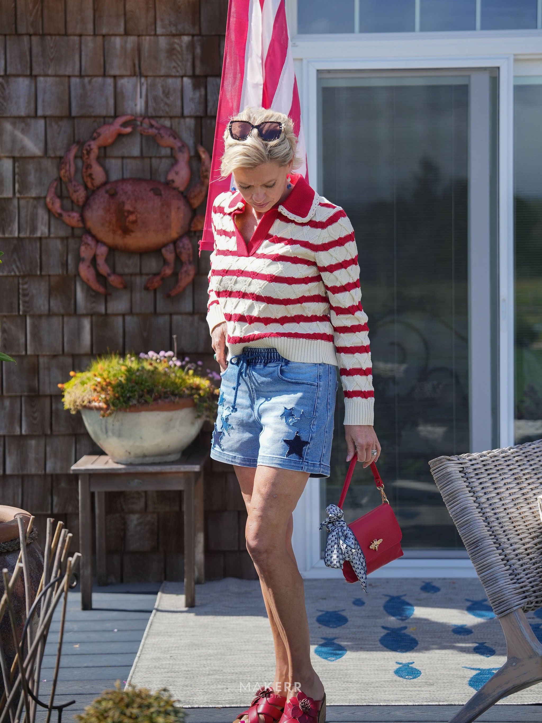 Paolina sweater red striped cotton
