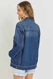 Circle Grid Blue/Tan Print Cotton Shirt back
