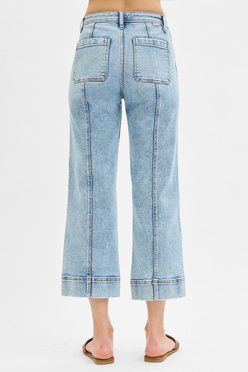 Donna High Rise Seam Straight Denim back