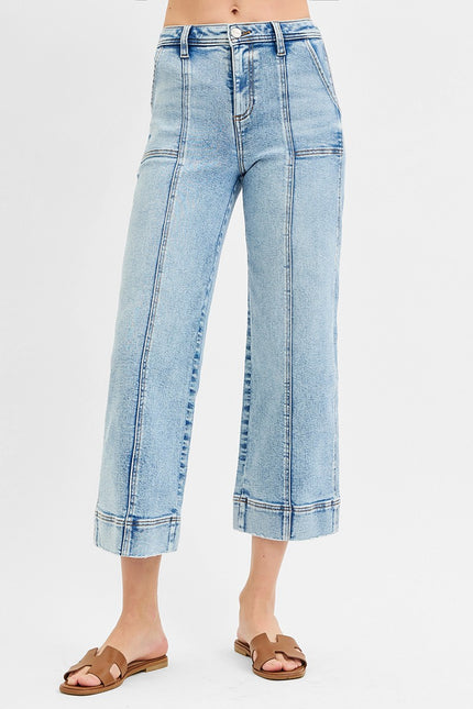 Donna High Rise Seam Straight Denim front