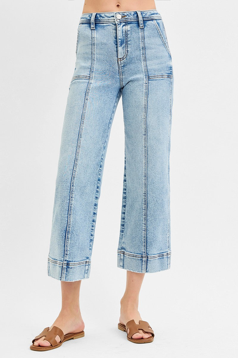 Donna High Rise Seam Straight Denim front