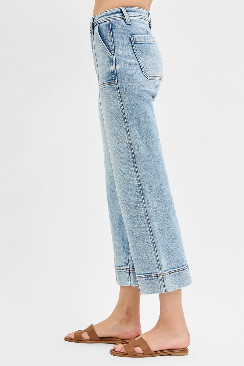 Donna High Rise Seam Straight Denim side