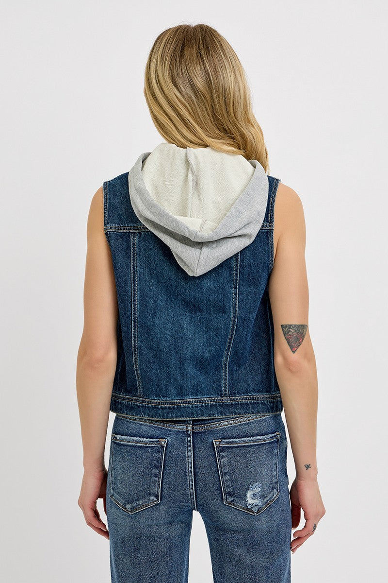 Dusty Denim W Removable Hood Vest back