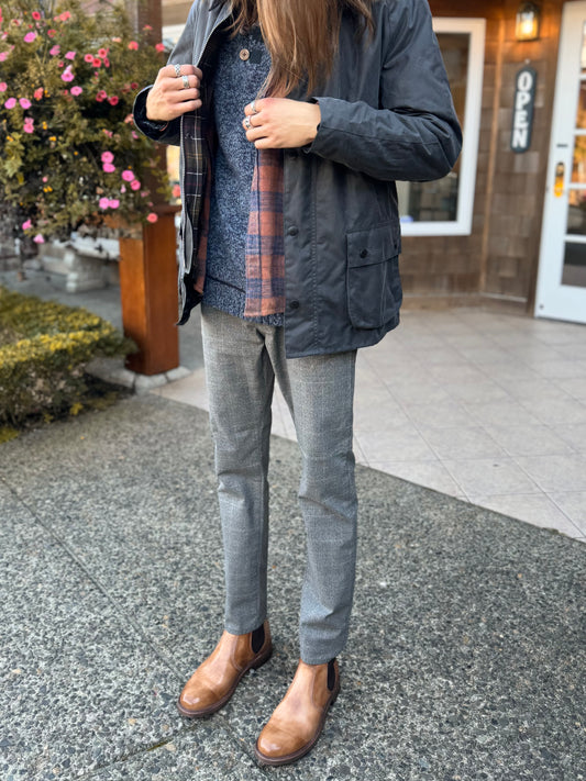 Mavi Denim Jake Men's Slim Leg | Light Grey Plaid first model styled
