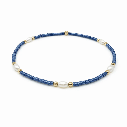 Erin Gray Gameday Waterproof Pearl Bracelet Pearl White and Gold