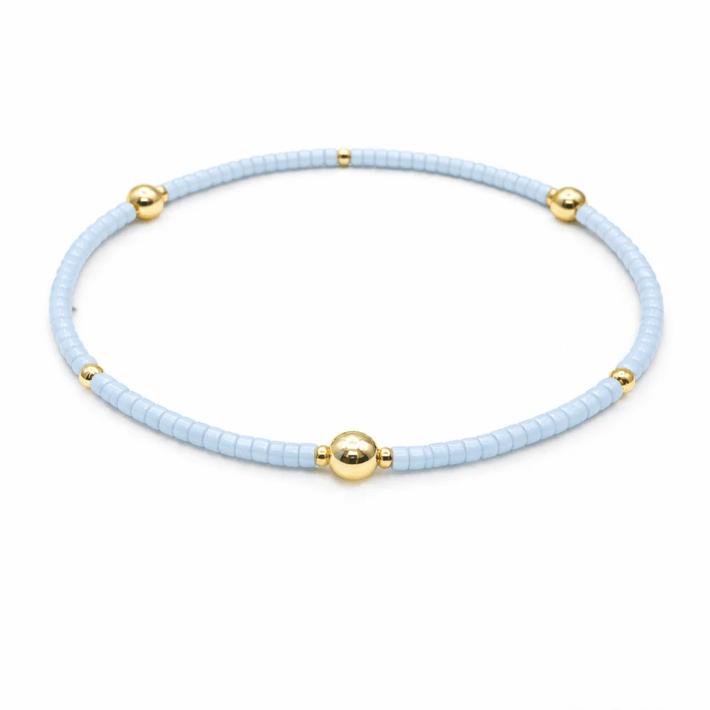 Erin Gray Waterproof Game Day Bracelet Light Blue and Gold