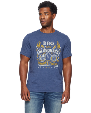 BBQ And  Bluegrass SS TEE Heather navy front