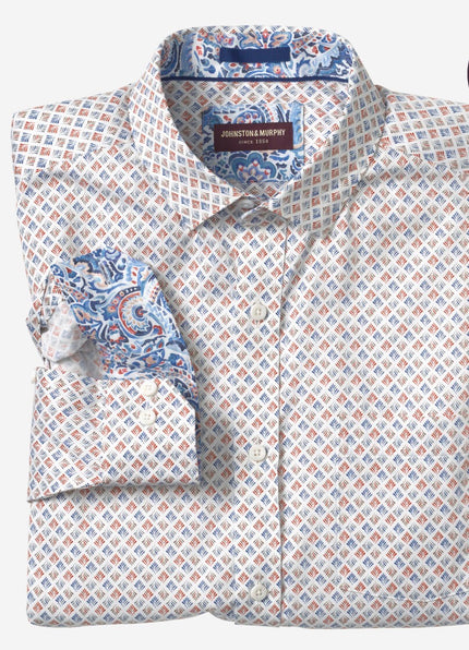 Fan White/Multi Color Print Cotton Shirt