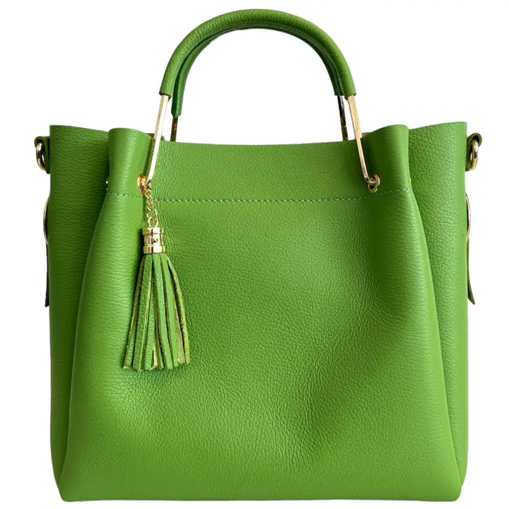 Cyprus Green Gia Italian Leather Bucket Bag
