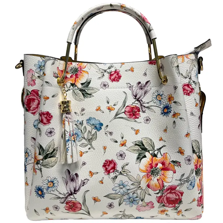 Fiore Bianco Gia Italian Leather Bucket Bag
