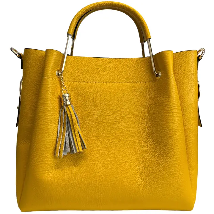 Yellow Gia Italian Leather Bucket Bag