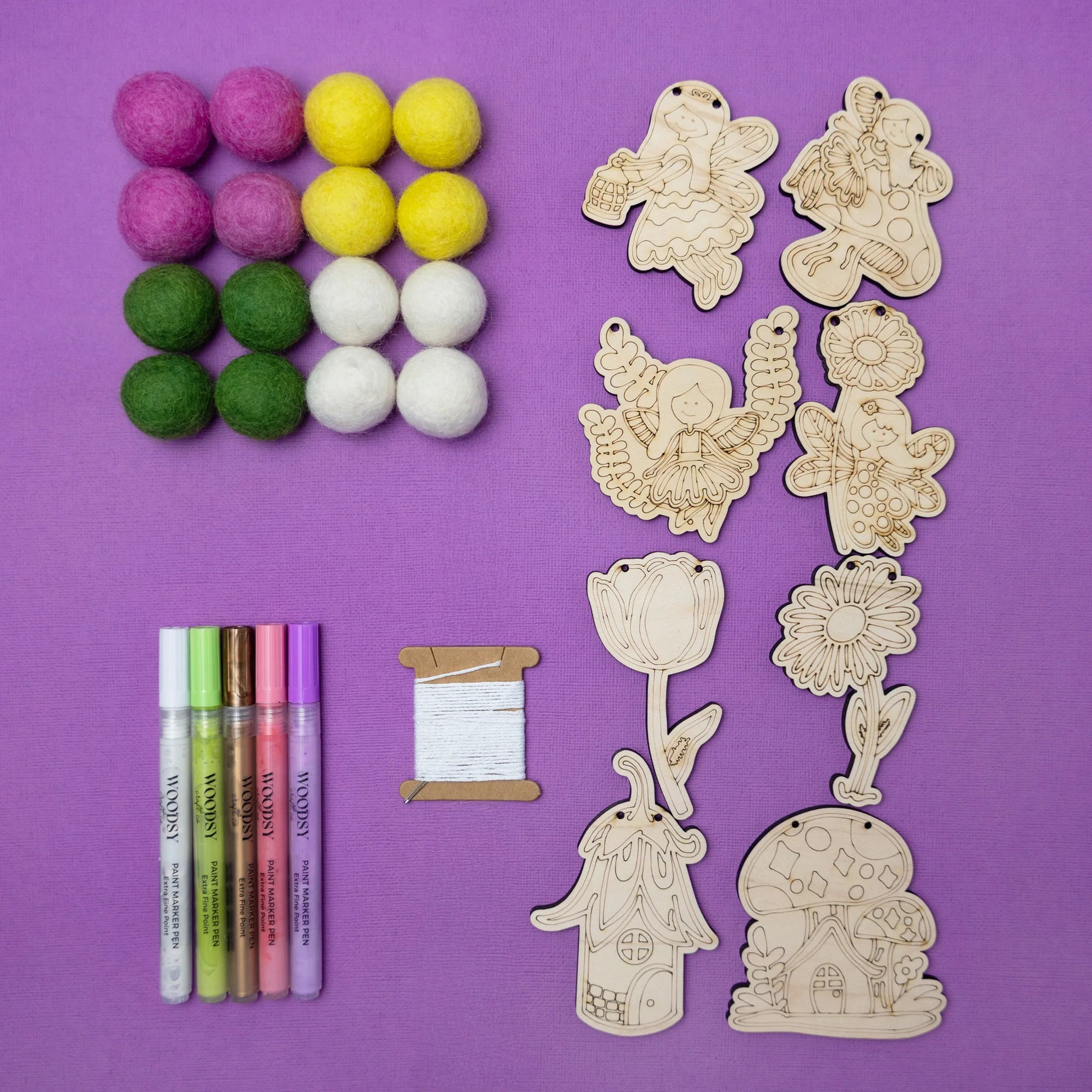 Do It Yourself Wood Garland fairy garden as it comes
