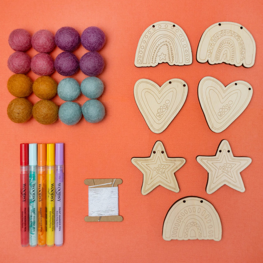 Do It Yourself Wood Garland rainbow as it comes