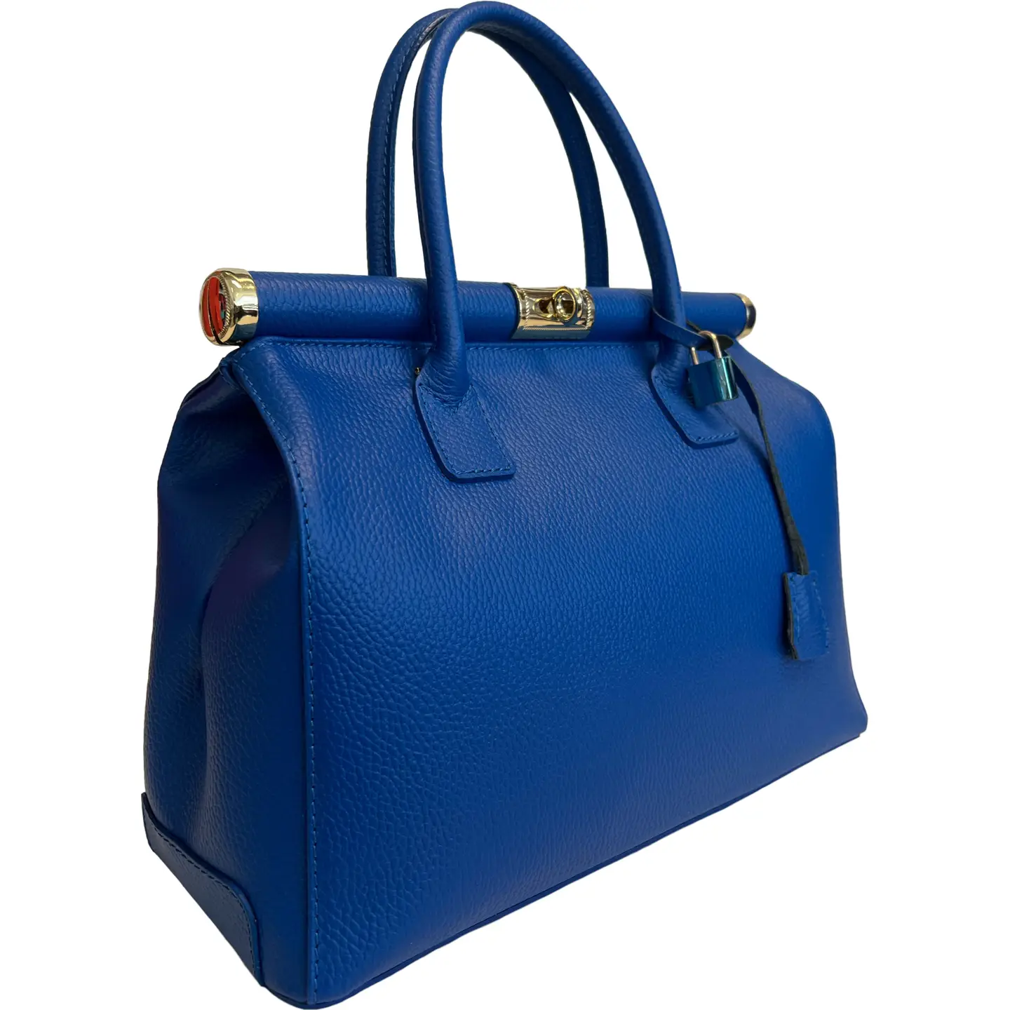 Handbag Women’s Leather Handbag with Shoulder Strap - Electric Blue Side