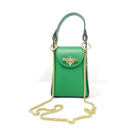Hannah Italian Crossbody and Clutch kelly green