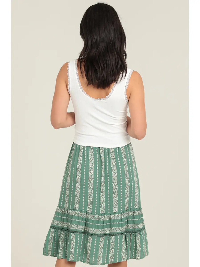 HANNAH PRINTED MID LENGTH SKIRT WITH ELASTIC WAIST green-side