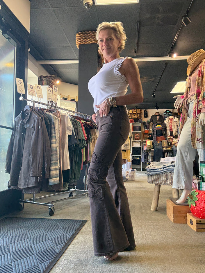 FARRAH X BUTTERFLY PACTHWORK left leg