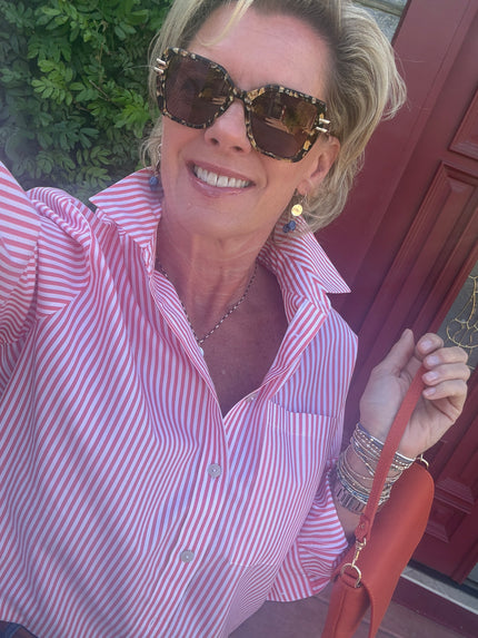 Jodie LS ppo Stripe Shirt close up
