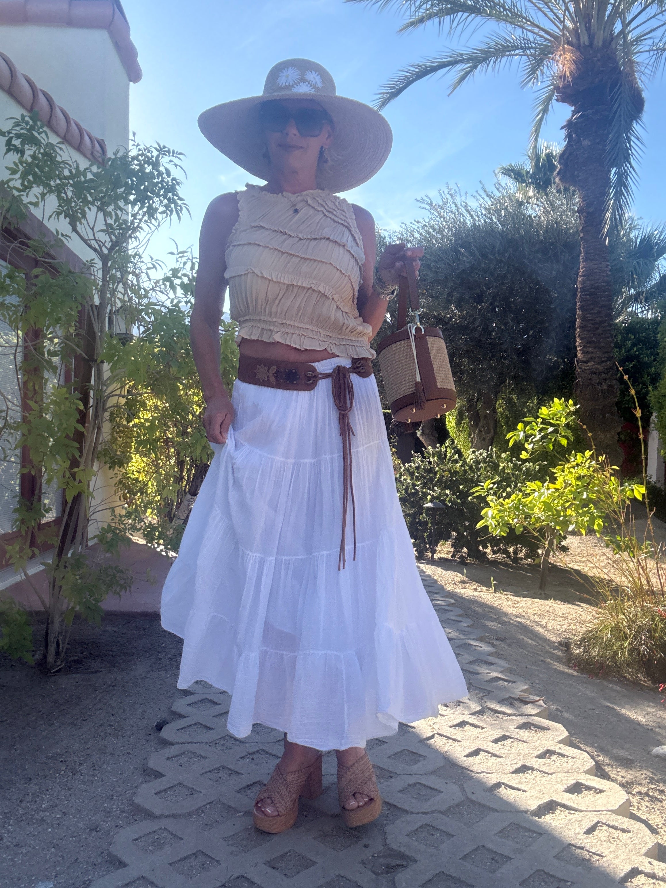TIERED COTTON SKIRT front