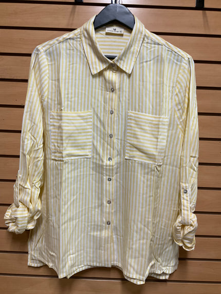 STRIPE BUTTON DOWN SHIRT lemon