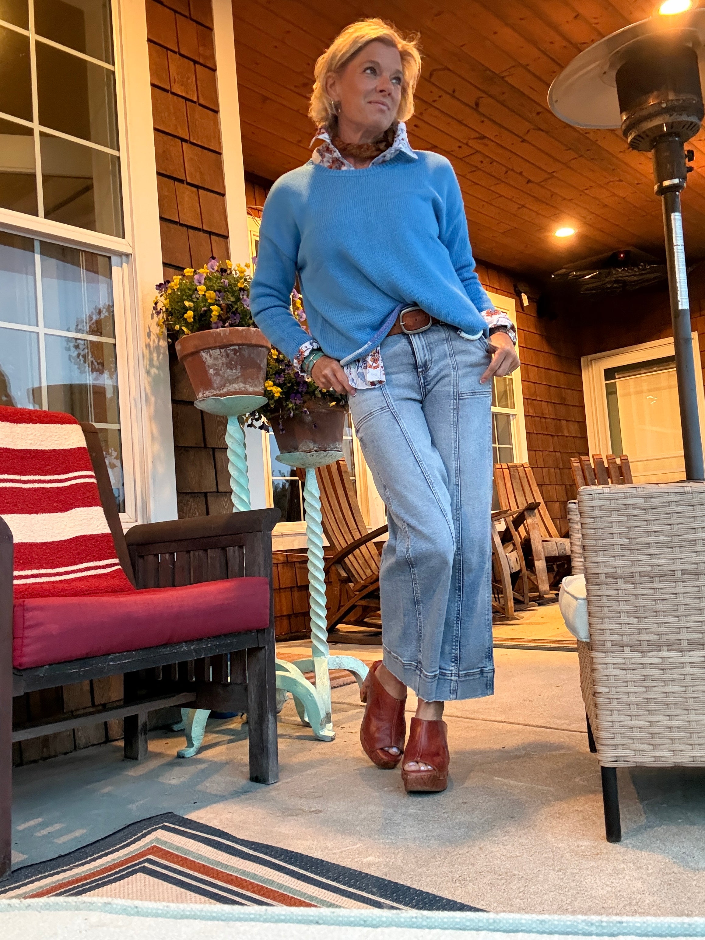 Donna High Rise Seam Straight Denim front styled