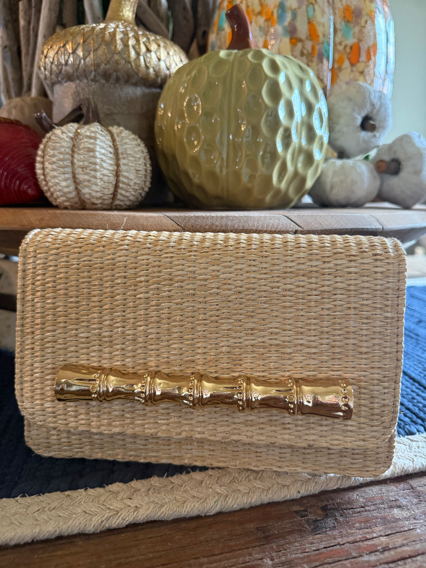 Ruby Straw Clutch - Gold Charm Bamboo Bar