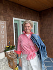 The Margie 3/4 Sleeve Shirt white peach front