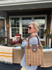 Large Rattan Handbag W Twist Closure Dark Brown