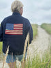 Varsity Chunky Flag Cardigan navy red back