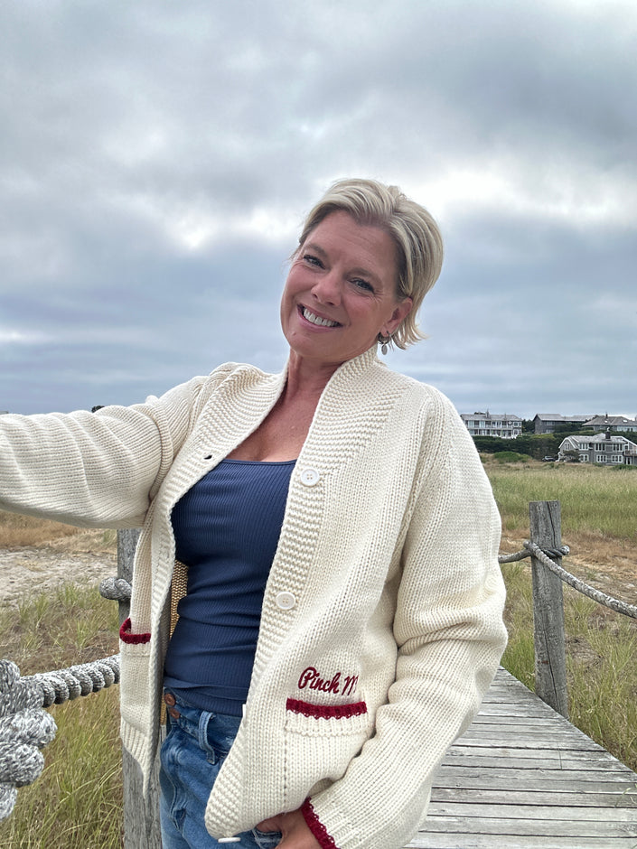 Cozy Crab Cardigan Cream Front