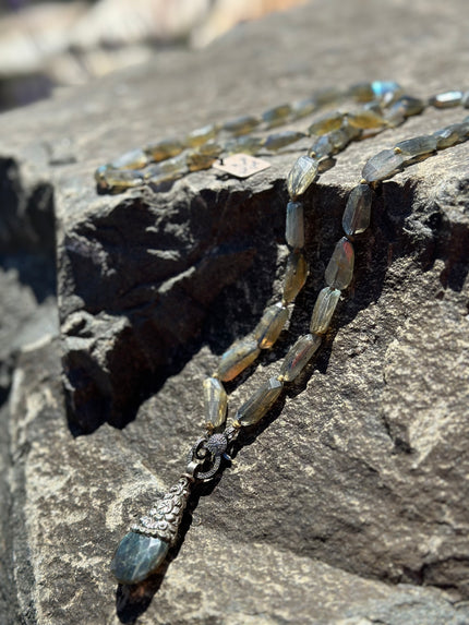 Labradorite Drop Diamond Clasp display