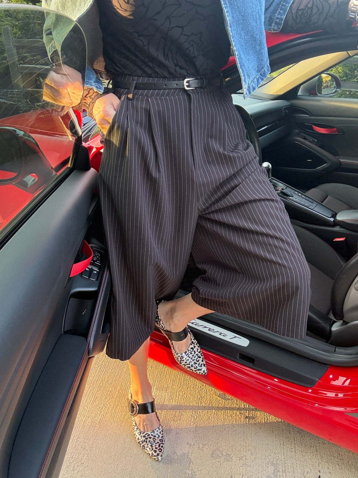 Striped Woven Culotte Pant