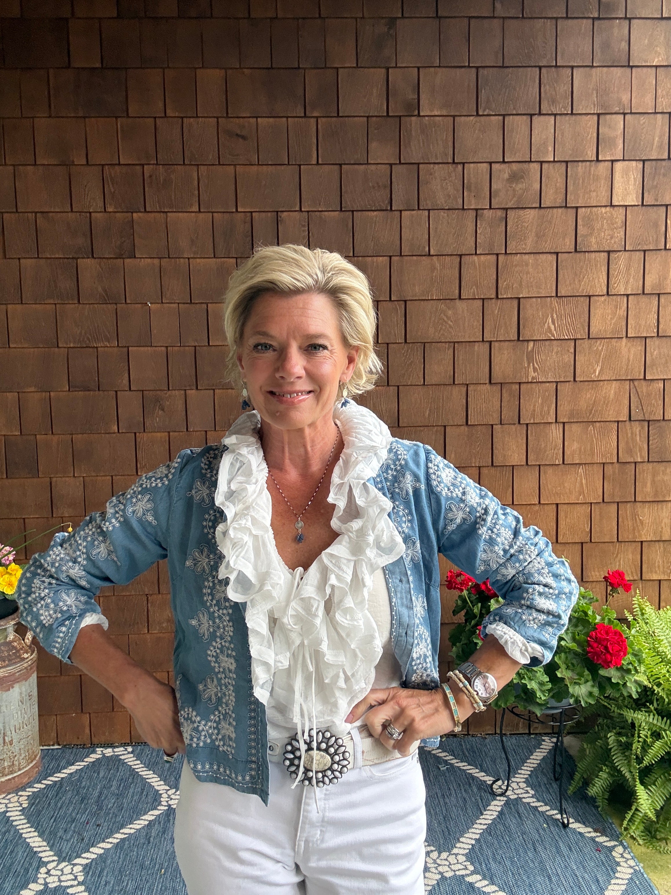 Winona Ruffle Laced Top front styled