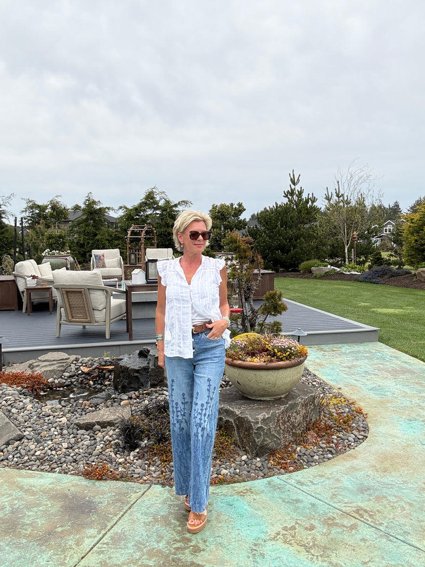 Maggie Gingham Flutter Blouse