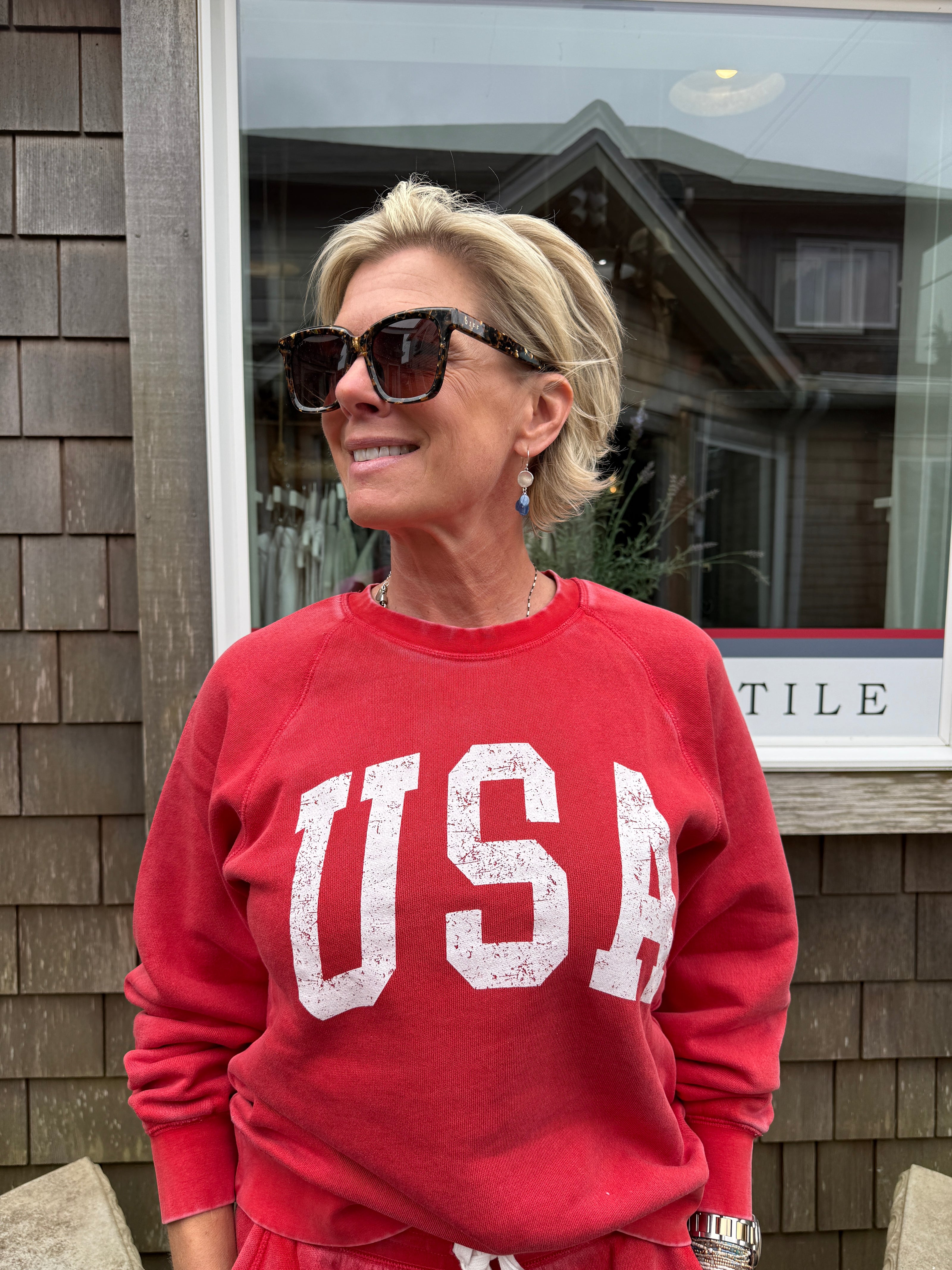 Jordan Long Sleeve red usa front