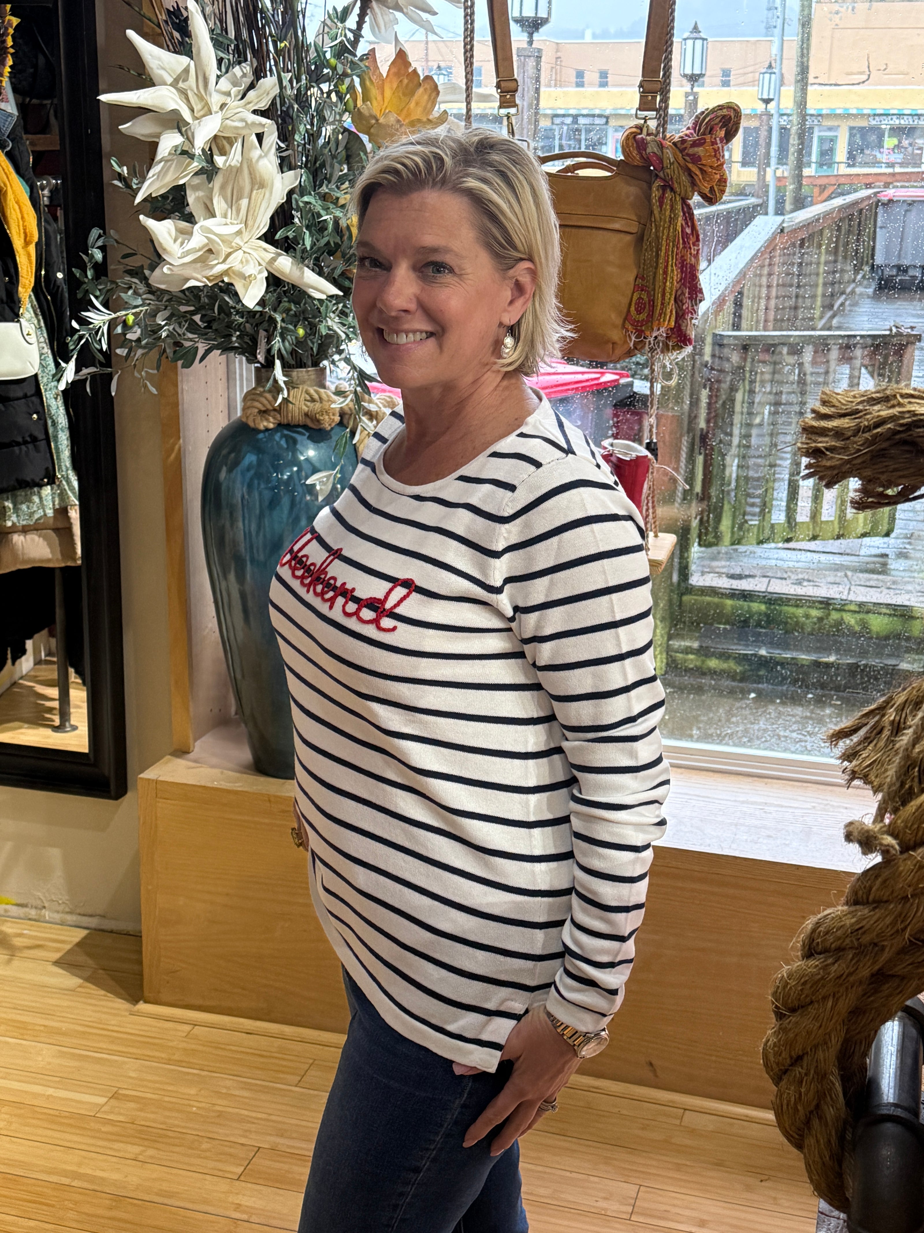 Stripe Weekend Sweater side