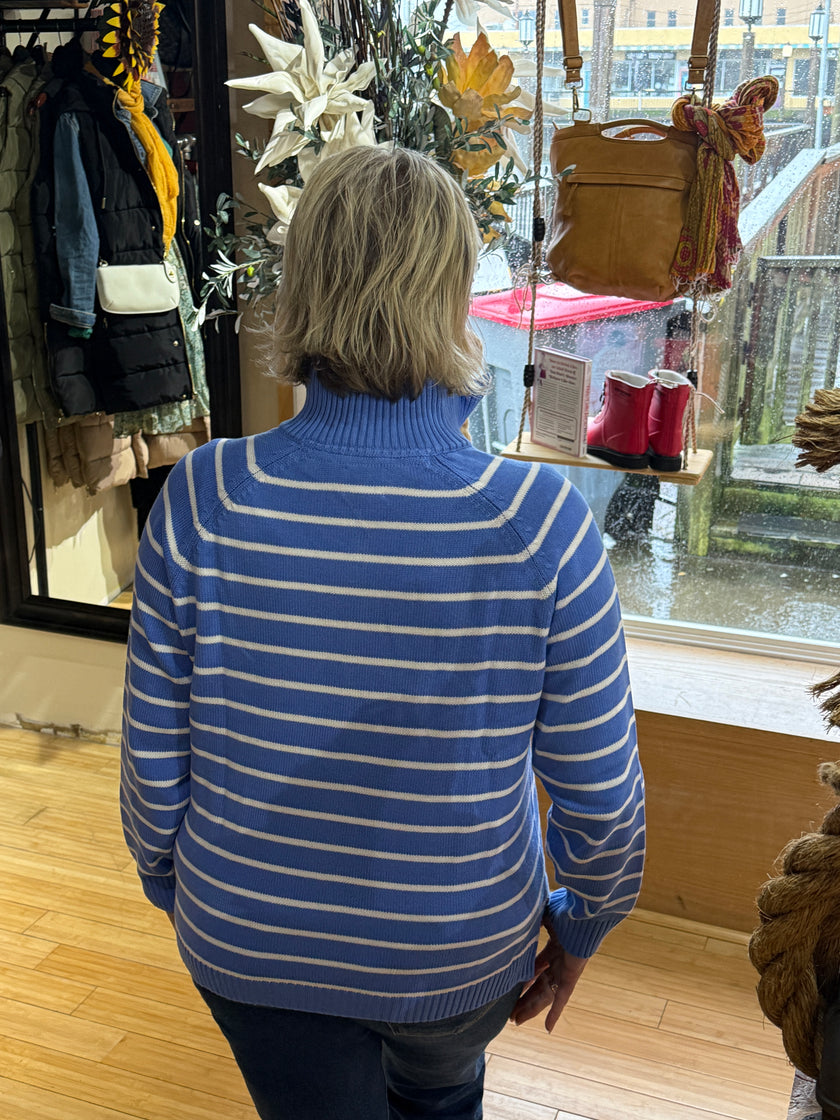 1/2 Zip Stripped Sweater